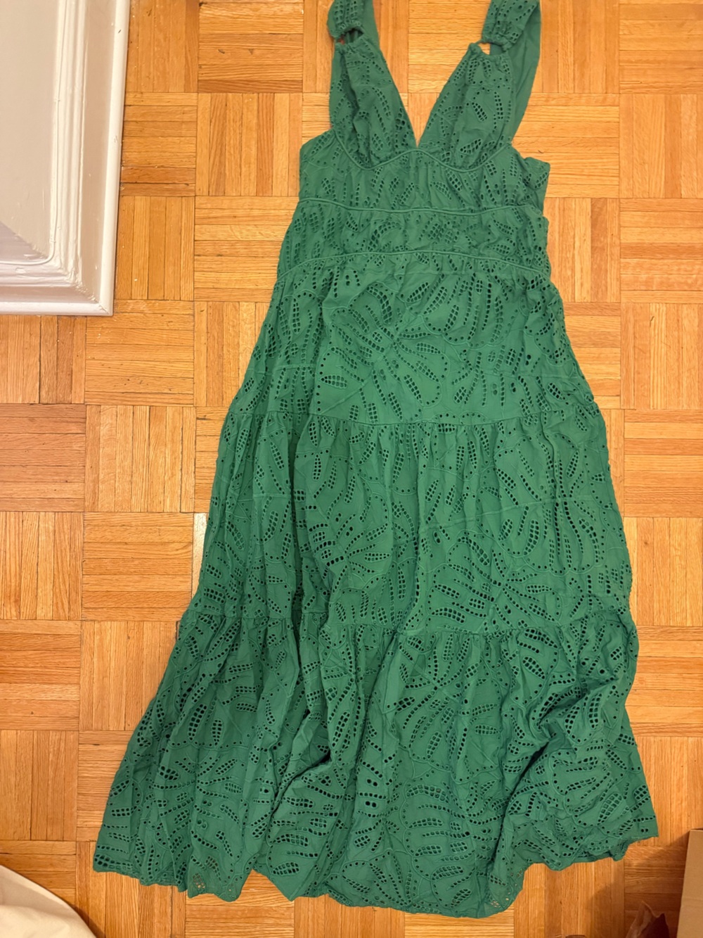 Farm Rio Green Eyelet Maxi Sundress